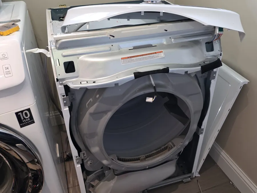 Samsung dryer opened for heating element replacement